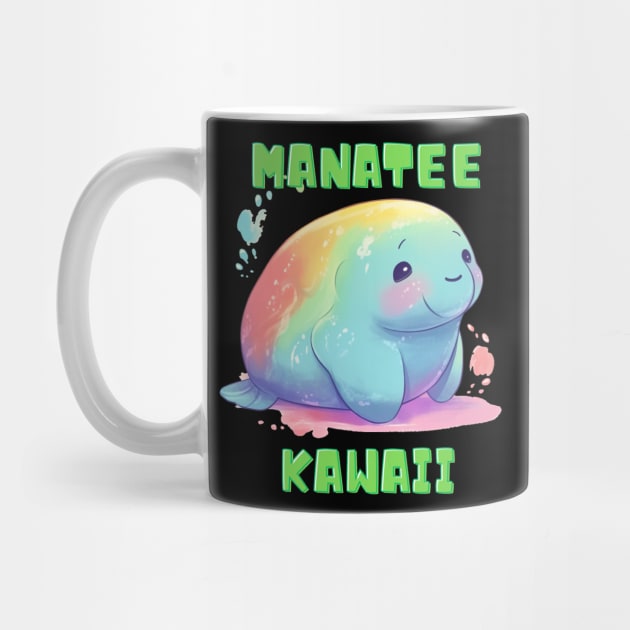 Manatee Kawaii, Colorful, Sea Cow, Cute by FrenArt